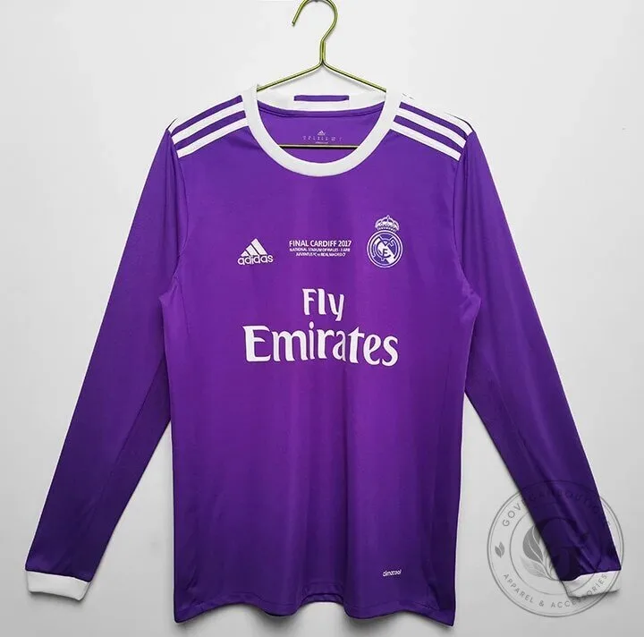 Real Madrid 2017 Final Cardiff Purple Long Sleeve Soccer Jersey